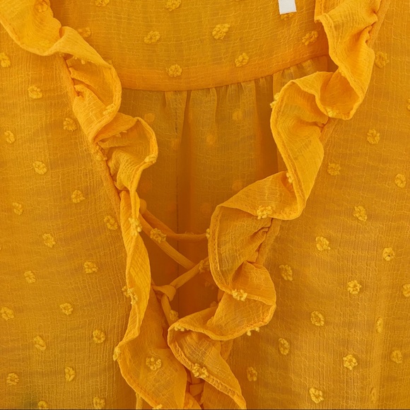 ANTHROPOLOGIE Yellow Dot Ruffle Blouse Small - Picture 10 of 15
